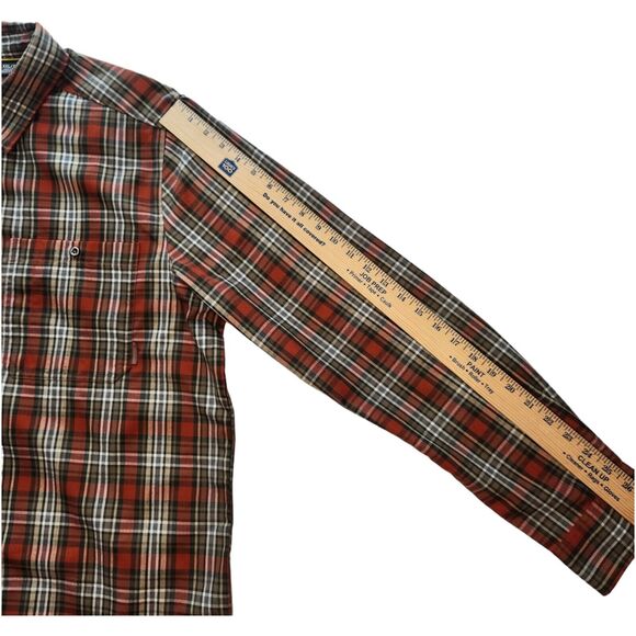 Merrell Mens Shirt Size XXL Orange Plaid Hiking Long Sleeve Button Collared 2XL - Picture 8 of 10